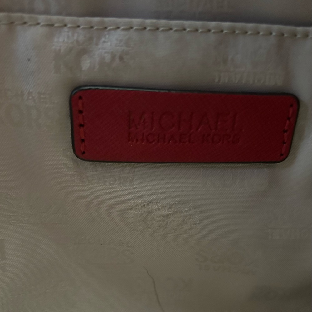 Michael Kors Red Tote Bag with Gold Accents - Picture 14 of 14